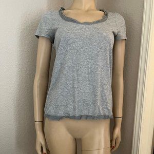 Boden Gray Frayed Trim Top Pima Cotton/Modal US 4